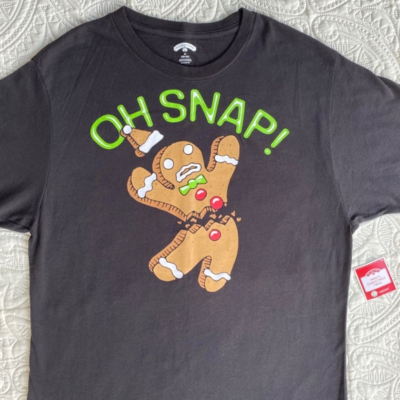 NWT “OH Snap!” Gingerbread Man Holiday T Shirt Mens Sz M - Picture 3 of 5